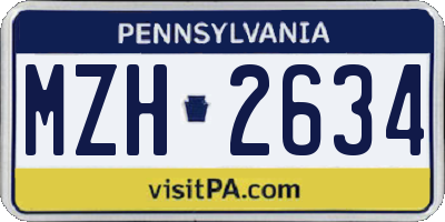 PA license plate MZH2634