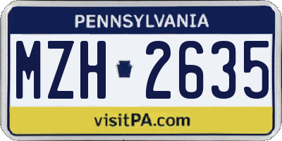 PA license plate MZH2635