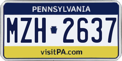 PA license plate MZH2637