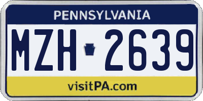 PA license plate MZH2639