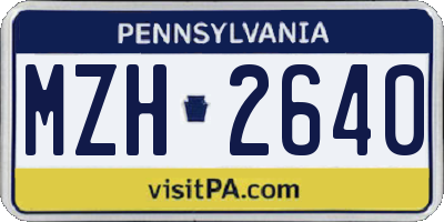 PA license plate MZH2640