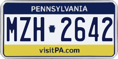 PA license plate MZH2642