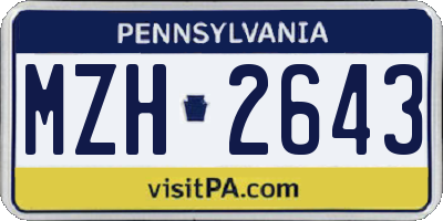PA license plate MZH2643