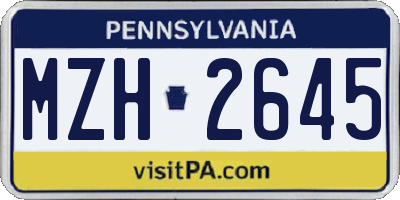 PA license plate MZH2645