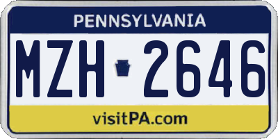 PA license plate MZH2646