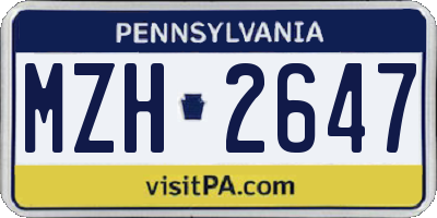 PA license plate MZH2647