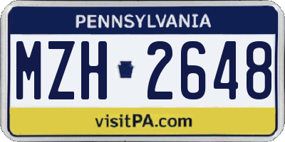 PA license plate MZH2648