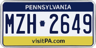 PA license plate MZH2649