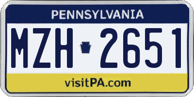 PA license plate MZH2651