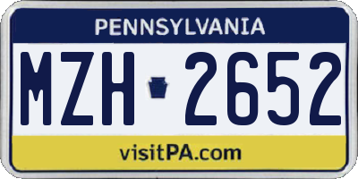 PA license plate MZH2652