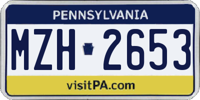 PA license plate MZH2653