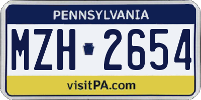 PA license plate MZH2654