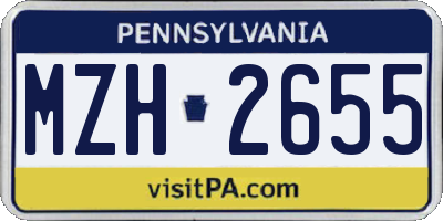 PA license plate MZH2655
