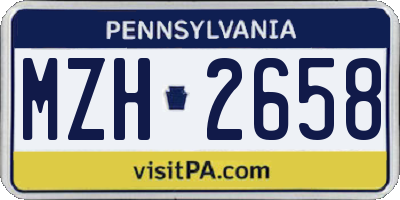 PA license plate MZH2658