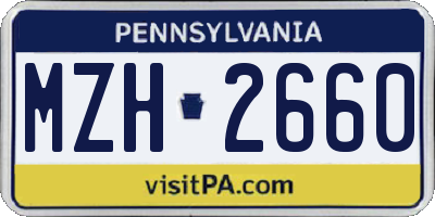 PA license plate MZH2660