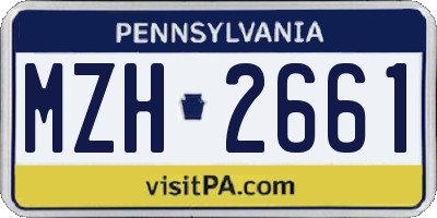 PA license plate MZH2661