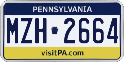 PA license plate MZH2664