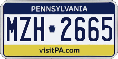 PA license plate MZH2665
