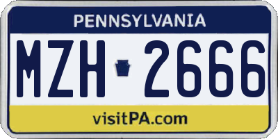 PA license plate MZH2666