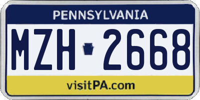 PA license plate MZH2668