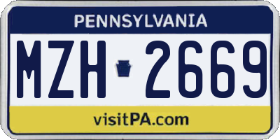 PA license plate MZH2669