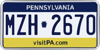 PA license plate MZH2670