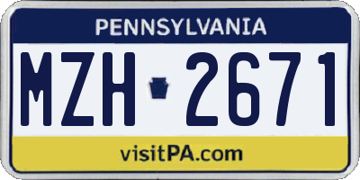 PA license plate MZH2671