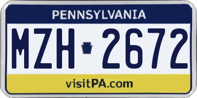PA license plate MZH2672