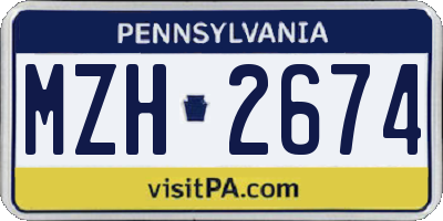 PA license plate MZH2674