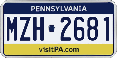 PA license plate MZH2681