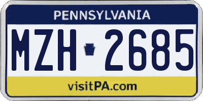 PA license plate MZH2685