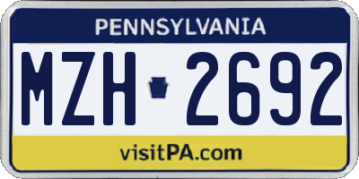 PA license plate MZH2692