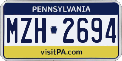 PA license plate MZH2694