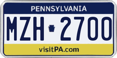 PA license plate MZH2700