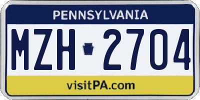 PA license plate MZH2704