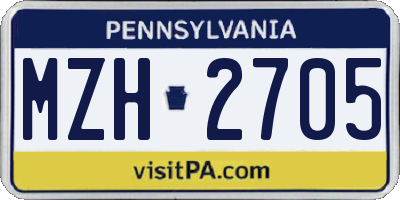 PA license plate MZH2705