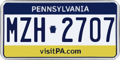 PA license plate MZH2707