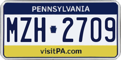 PA license plate MZH2709