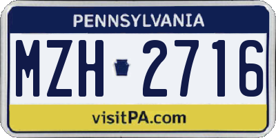 PA license plate MZH2716