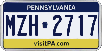 PA license plate MZH2717