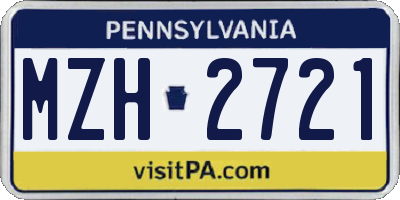 PA license plate MZH2721