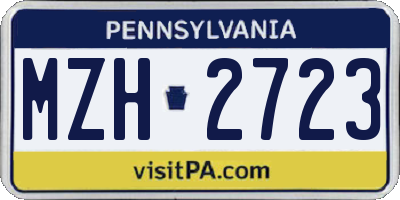 PA license plate MZH2723