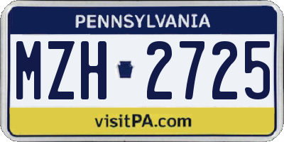 PA license plate MZH2725