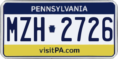 PA license plate MZH2726