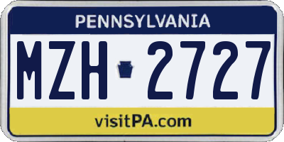 PA license plate MZH2727