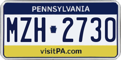 PA license plate MZH2730