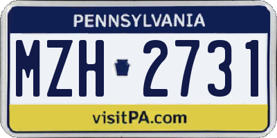 PA license plate MZH2731