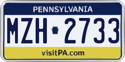 PA license plate MZH2733