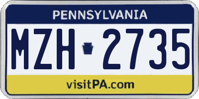 PA license plate MZH2735