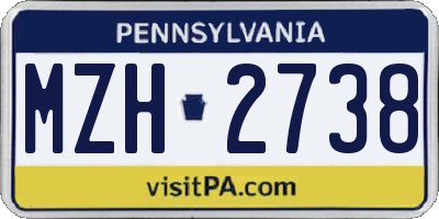 PA license plate MZH2738